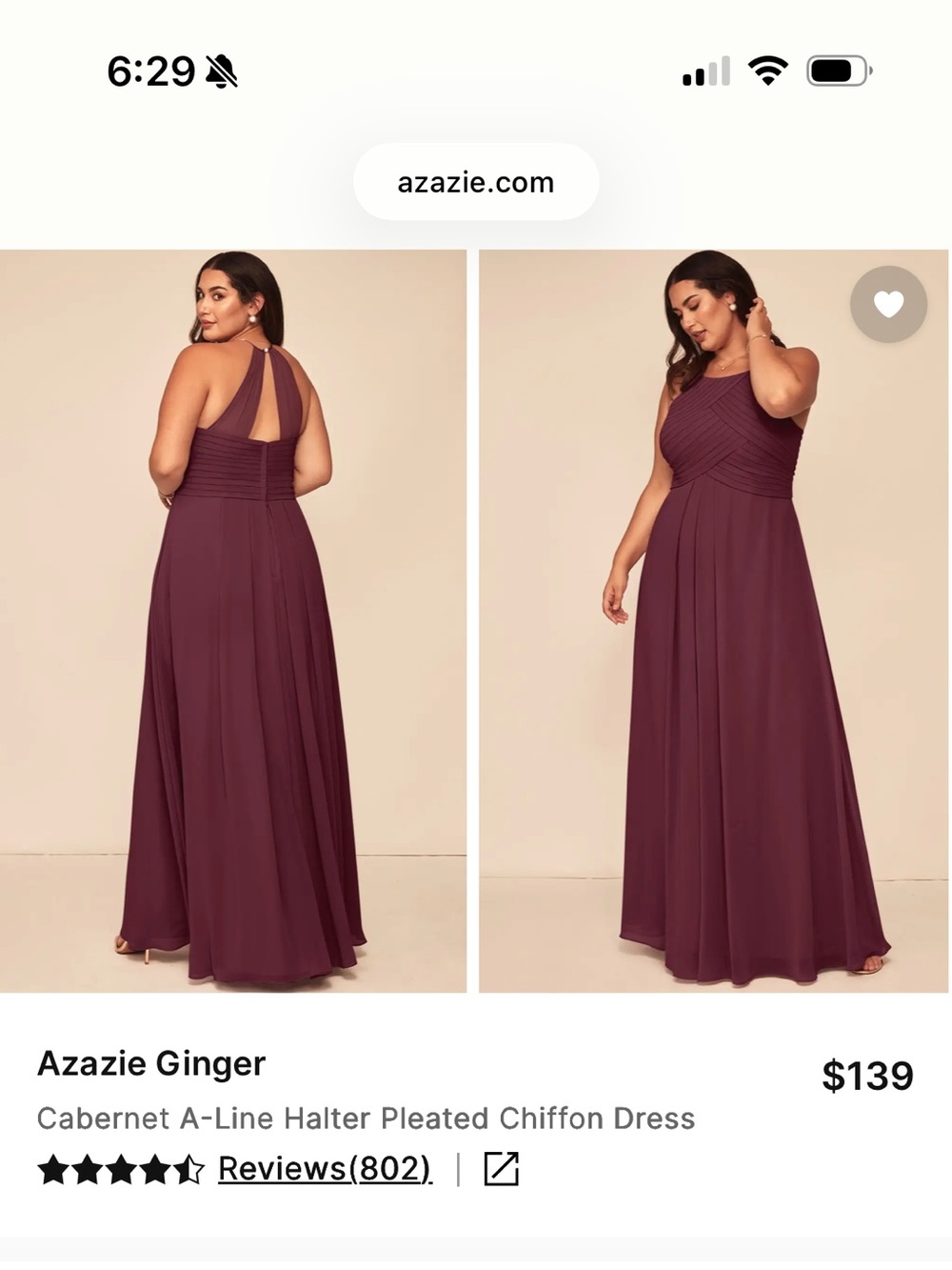 Azazie Ginger Dress A16 Color Cabernet - Picture 14 of 15